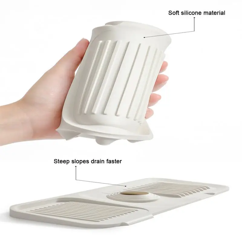 

Sink Splash Catcher Heat Resistant Food-grade Silica Ge Easy To Clean Anti-mildew Protection For Bathroom Kitchen Non Slip Dish