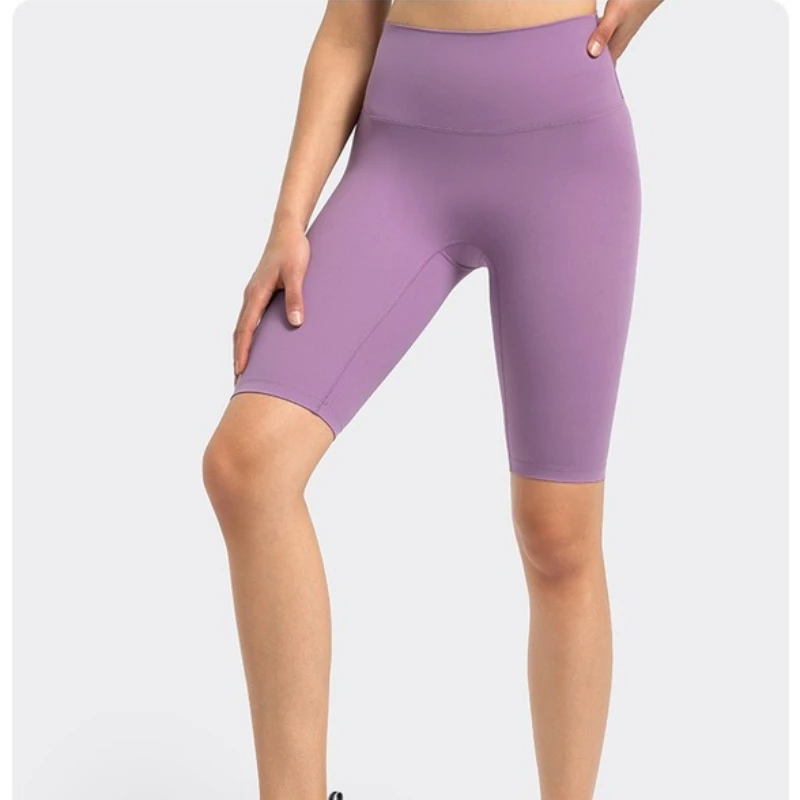 

Lulu Shorts Women Workout Nylon High Waist Fitness Running Yoga Shorts No T Line Nude Bottoms Short Fifth Pants Cropped Leggings
