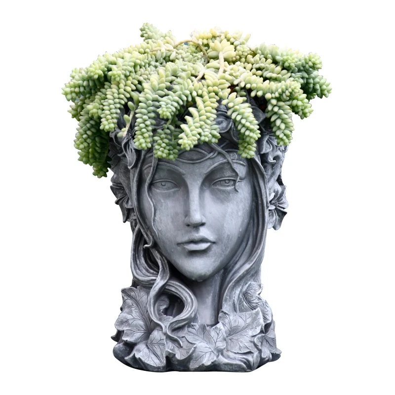 

Q81D Girl Head Shaped Flower Pot UV Epoxy Mold Candle Holder Resin Silicone Mould DIY