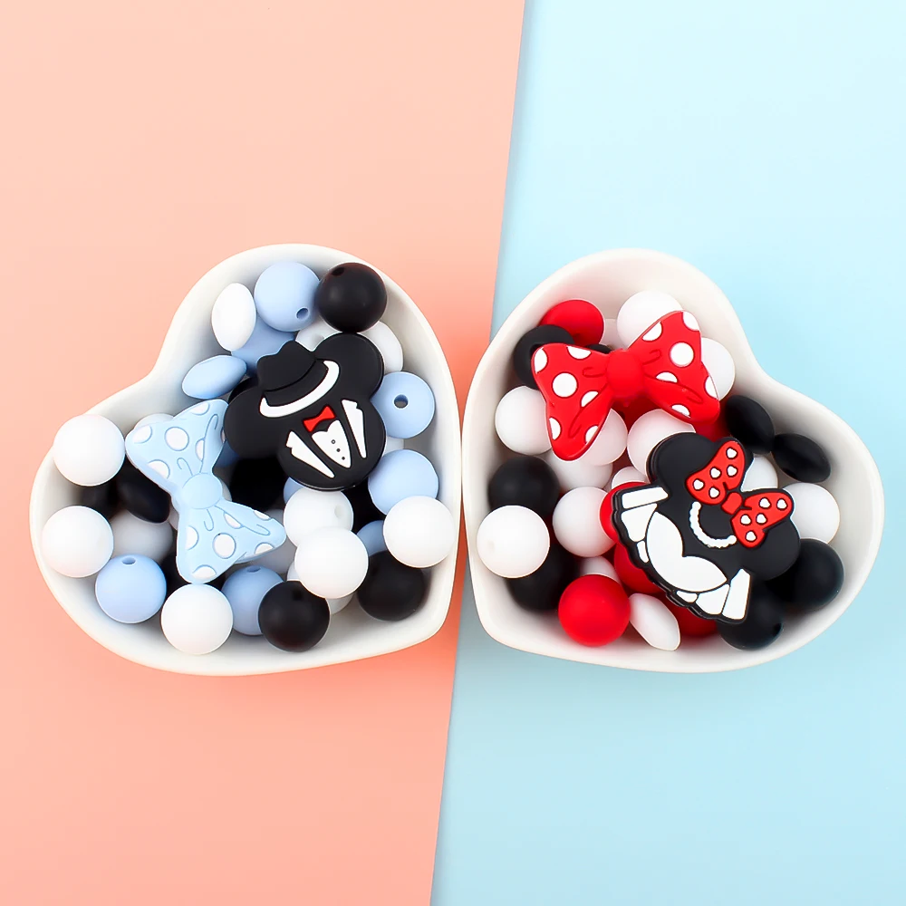 40 шт./набор силиконовые бусины в форме мыши