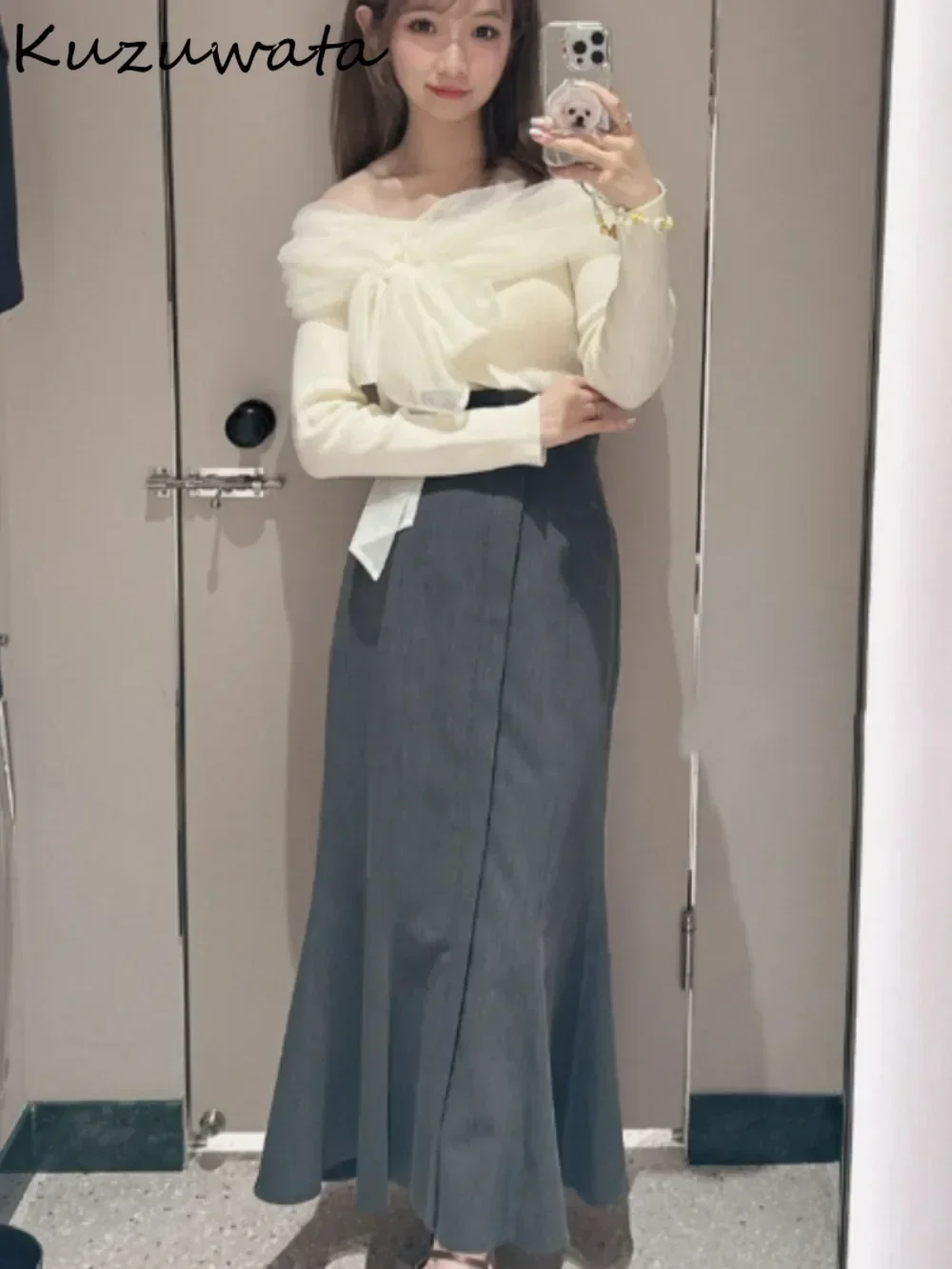 Kuzuwata Литературный светский стиль Роскошные нежные Faldas Высокая талия Русалка на