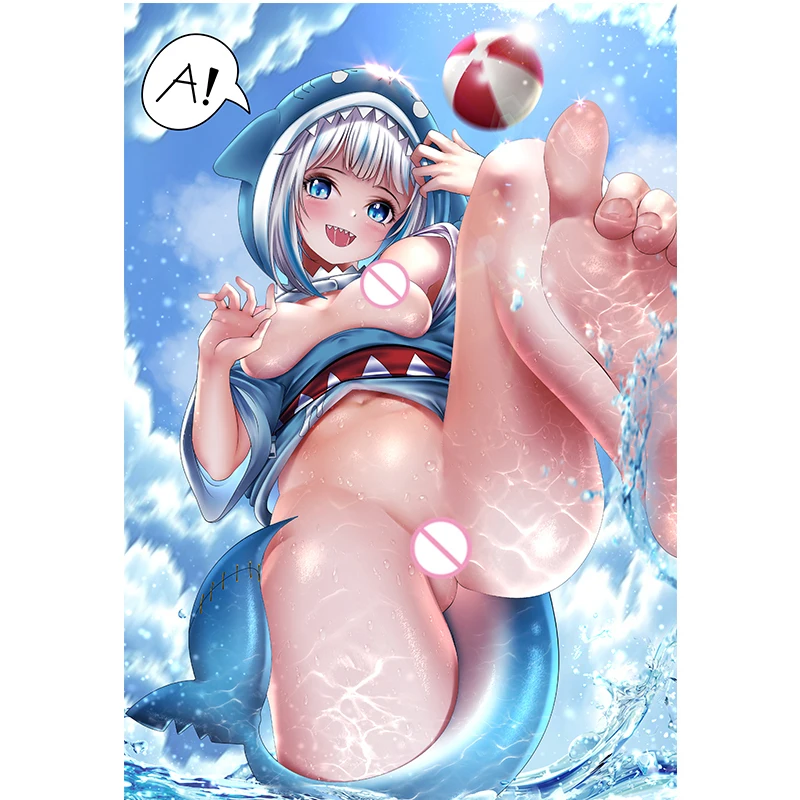 

Print Canvas Anime Loli Shark Gula Blue Nude Sexy Girl Art Poster 40x60 50x70 60x90 Custom Living Room Bedroom Hanging Picture