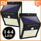Уличная лампа Xiaomi на солнечной батарее с датчиком движения, декоративный светильник для сада, IP65, водонепроницаемый настенный светильник на солнечной батарее для гаража, двора, 144 светодиодов
