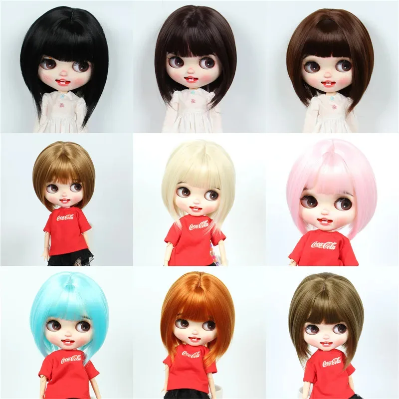 Фото Короткий прямой парик для кукол Blyth Qbaby Amydoll, 9-10 дюймов, коллекционная серия. №1