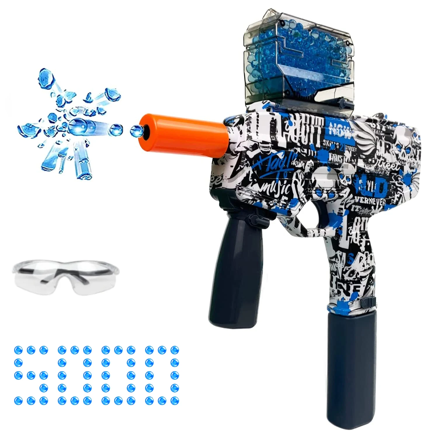 

New MP9 graffiti electric high-speed firing Gel Blaster Gun Paintball Splatter Ball Toy Gun For Kid Outdoor Shooting Team Game