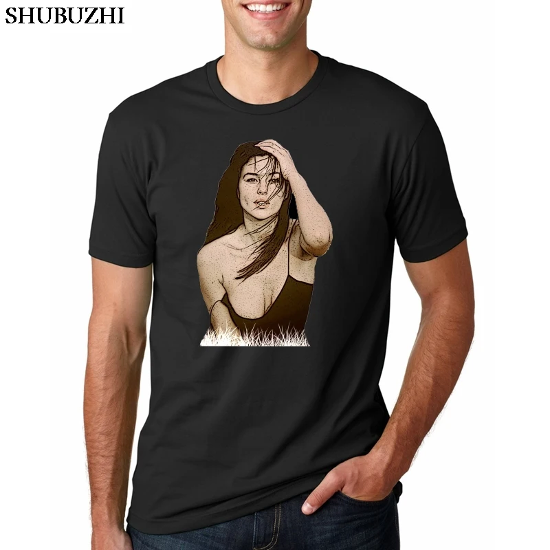 

Monica Bellucci By Ellen Unwerth T Shirt Mens 2015 Fashion Casual Shoet Sleeve 100% Cotton Top Tees T-Shirt Big Size S-3XL