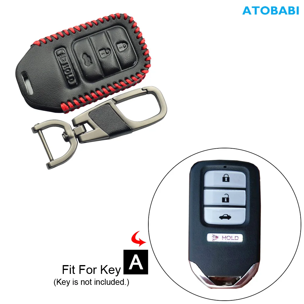 Кожаный чехол для автомобильных ключей, чехол для Honda Civic Fit Accord Pilot CR-V 2019 4 кнопки, умный чехол для автомобильных ключей протектор для пульта дистанционного управления чехол