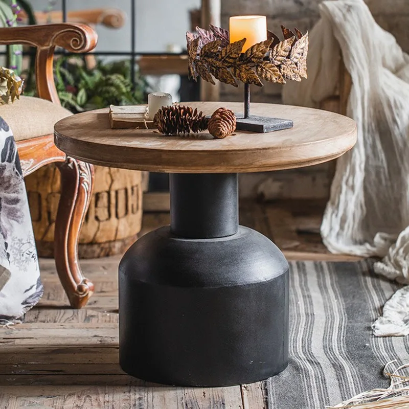 

American Coffee Table Retro Tea Tables Living Room Sofa Table Iron Industrial End Tables Wood Lounge Table Creative Furniture
