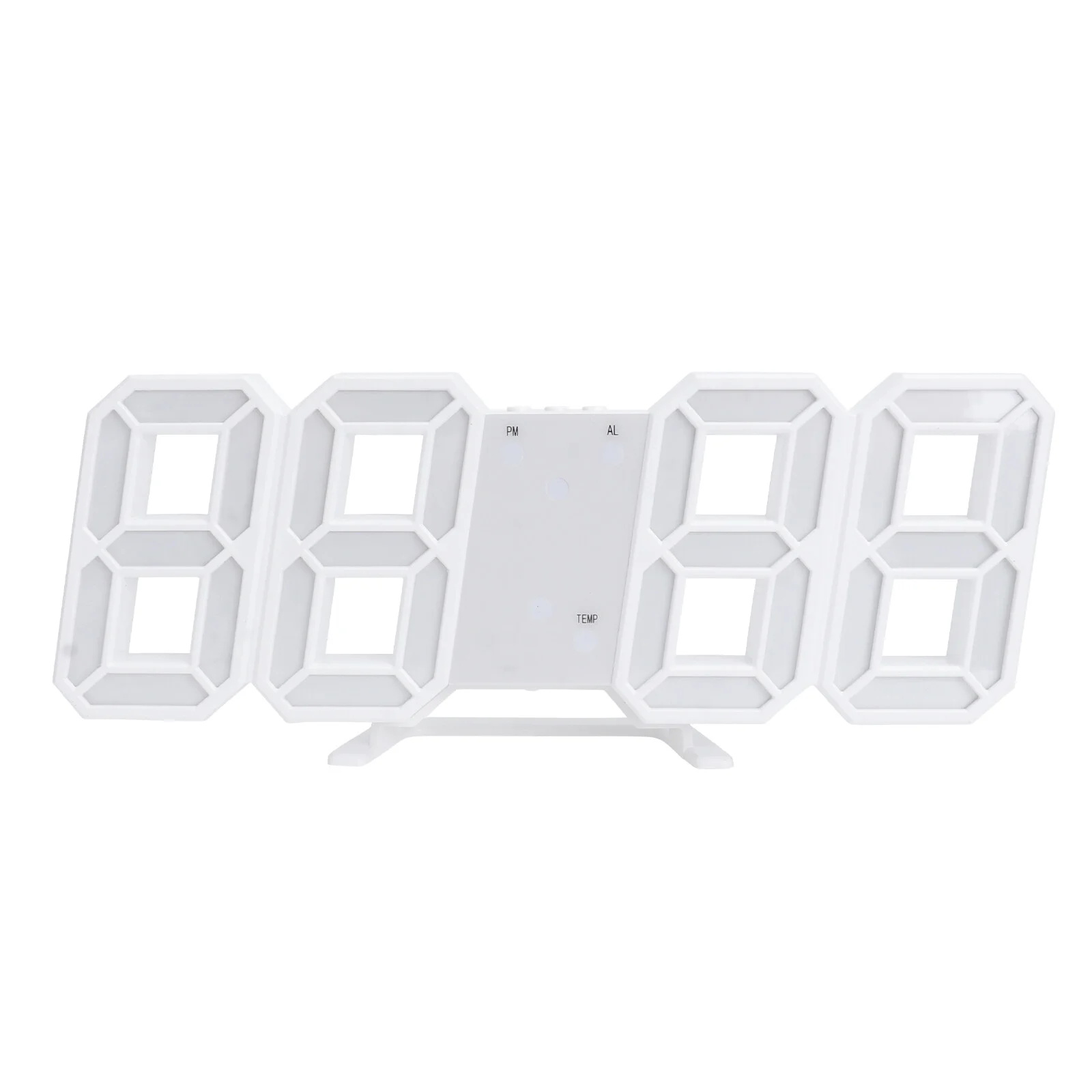 

3D LED Digital Clock Creative Wall Desk Alarm Clock USB Charging Clock for Home Office (White, White Numbers)