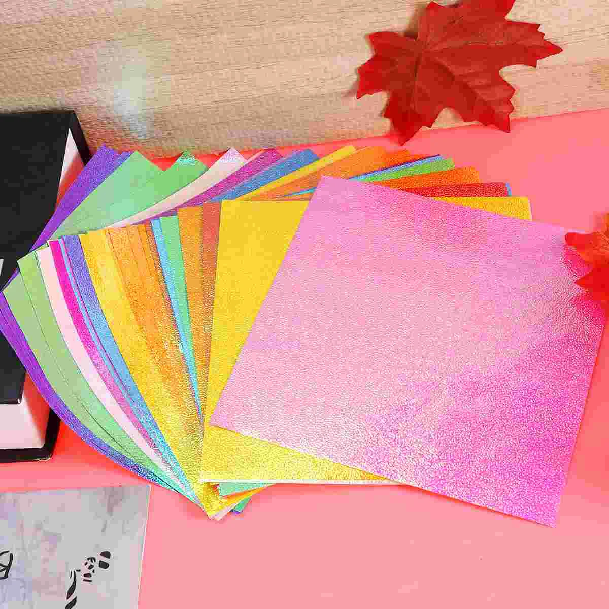 

Paper Origami Square Craft Glitter Iridescent Decoration Coloredfolding Oragaminpaper Color Sheets Rainbow Sparkly Construction