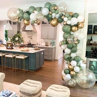 119pcs vintage green white gold latex balloon garland arch kit for kids jungle birthday party baby shower wedding decorations