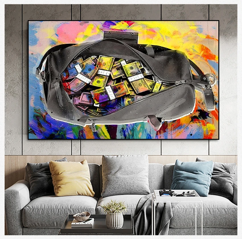 

Wall Art Posters and Prints Street Art Picture for Living Room Home Decor Graffiti Art Canvas Painting Secure the Bag Money