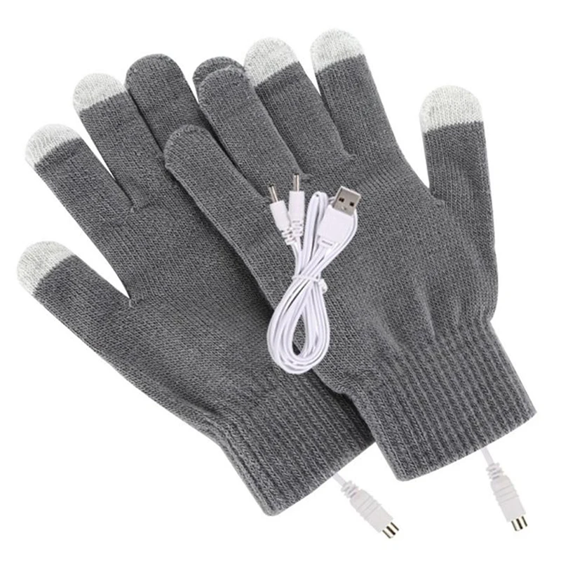 

Перчатки с USB-подогревом для мужчин и женщин, теплые портативные вязаные варежки с функцией подогрева рук, перчатки для сенсорного экрана, 1 пара