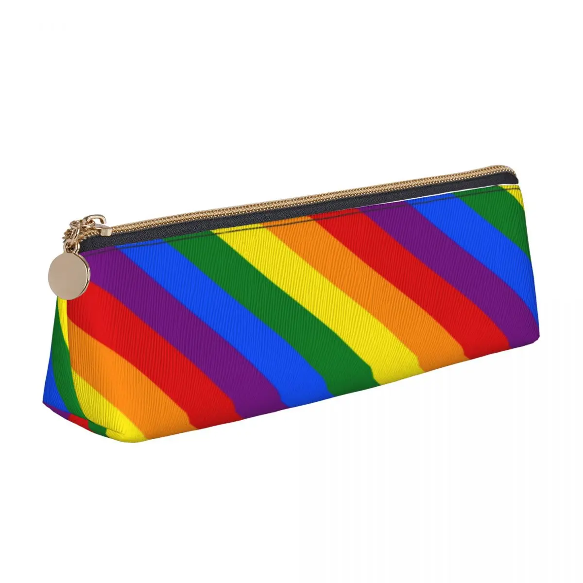 

Радужный кожаный карандаш ЛГБТ, искусственный флаг геев, простой пенал на молнии, Университет для детей, Треугольные сумки для ручек