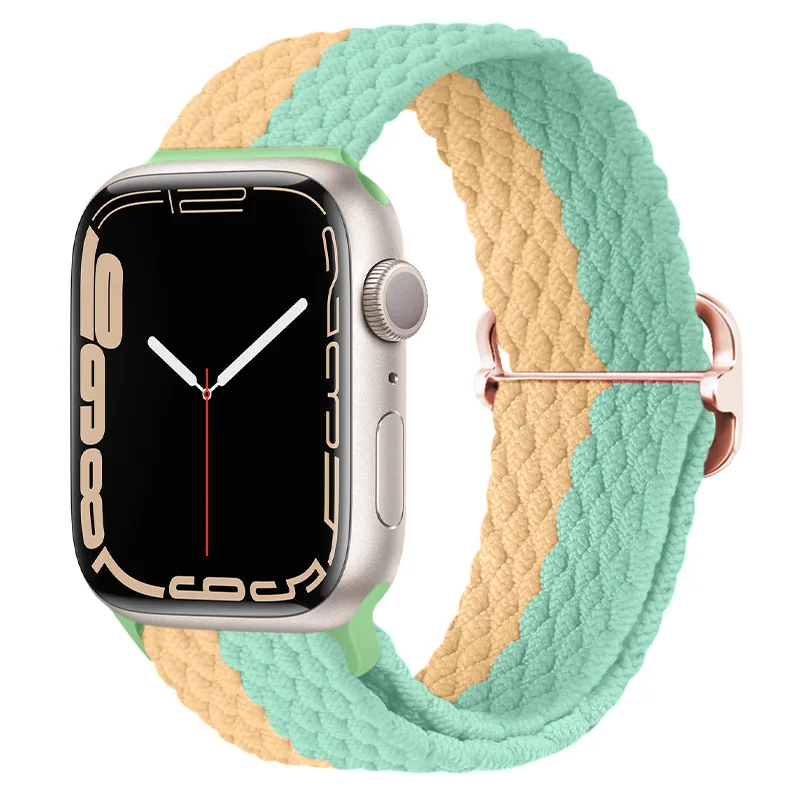 

Ремешок плетеный нейлоновый для Apple Watch Band, регулируемый браслет для iwatch Series 3 4 5 6 SE 7, 45 мм 44 мм 41 мм 38 42 40 мм