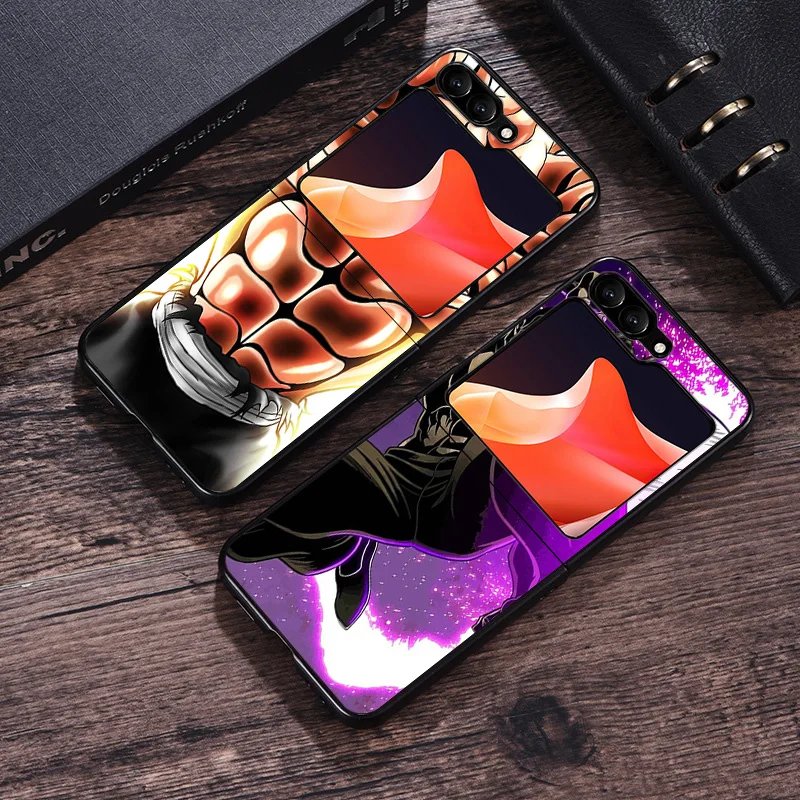 Чехол для телефона Samsung ZFlip6 5G Z-Flip5 Cool Baki Hanma Galaxy Z Flip4 Flip3 Flip 6 5 4 3 черный чехол