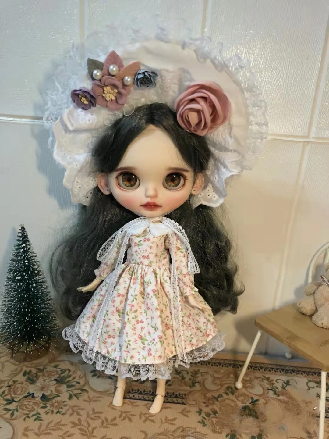 

Женская красивая юбка с цветочным рисунком и платье для шляп 1/6 BJD girl (подходит для Pullip,Ob24, Licca)