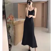 Woman Dress Satin Sleeveless Spaghetti Strap Straight Luxury Shiny Sundress Sexy Cool Bright Silk Black Suspender Maxi Dresses