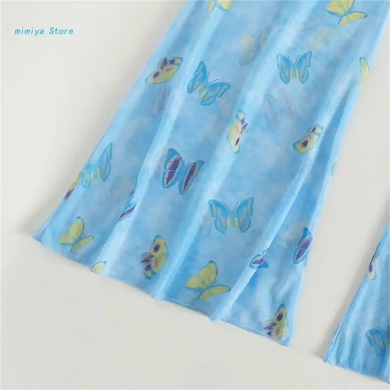 

Women Halter Bikinis Swimsuit Mesh Swimwear Lady 3 Pieces Split Bathing Suit with Cover Up-Pants for Beachwear