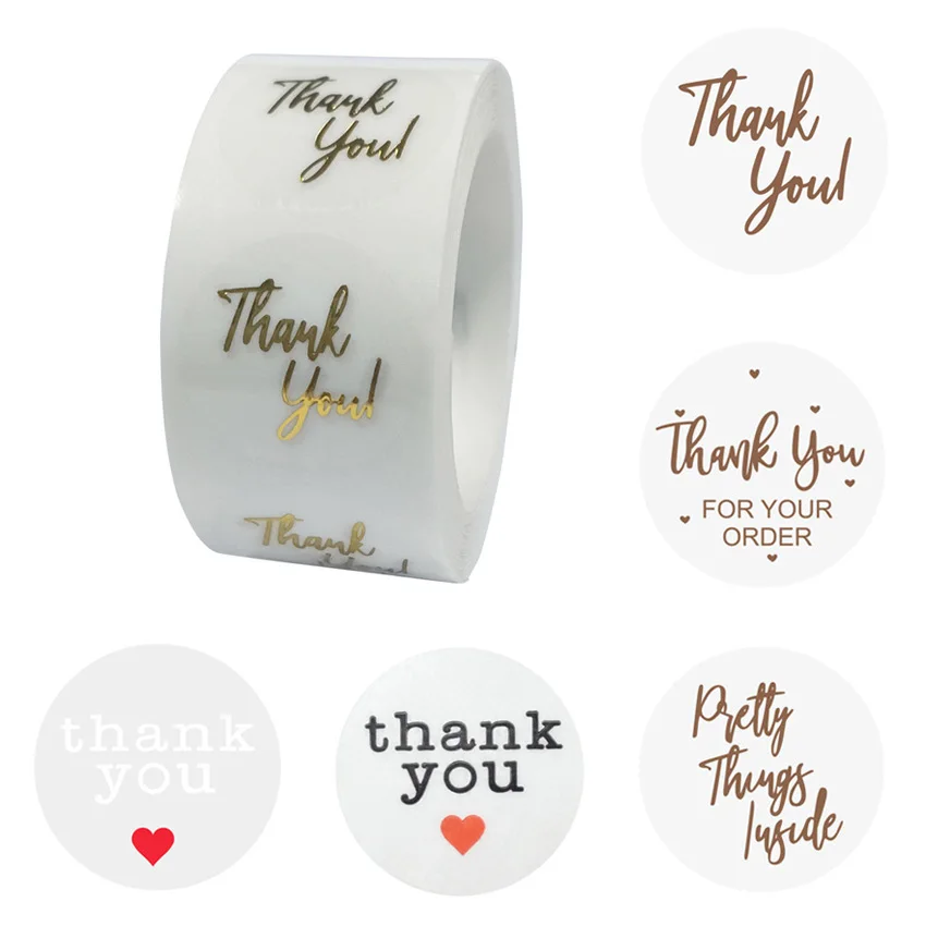 

Наклейки из прозрачной золотой фольги «Thank You», 500 шт.