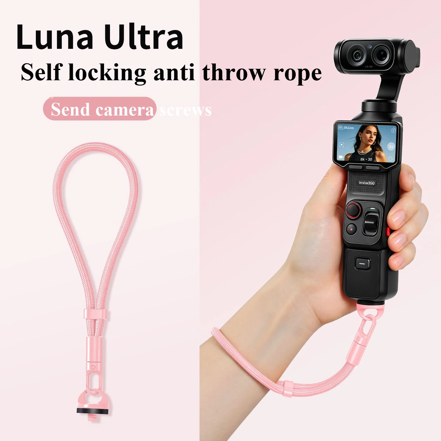 Фото Ремешок-шнурок для Insta360 Luna Ultra Pocket 3/4/4p, портативный браслет-ремешок, страховочный ремешок для экшн-камеры, короткий ремешок на запястье №5