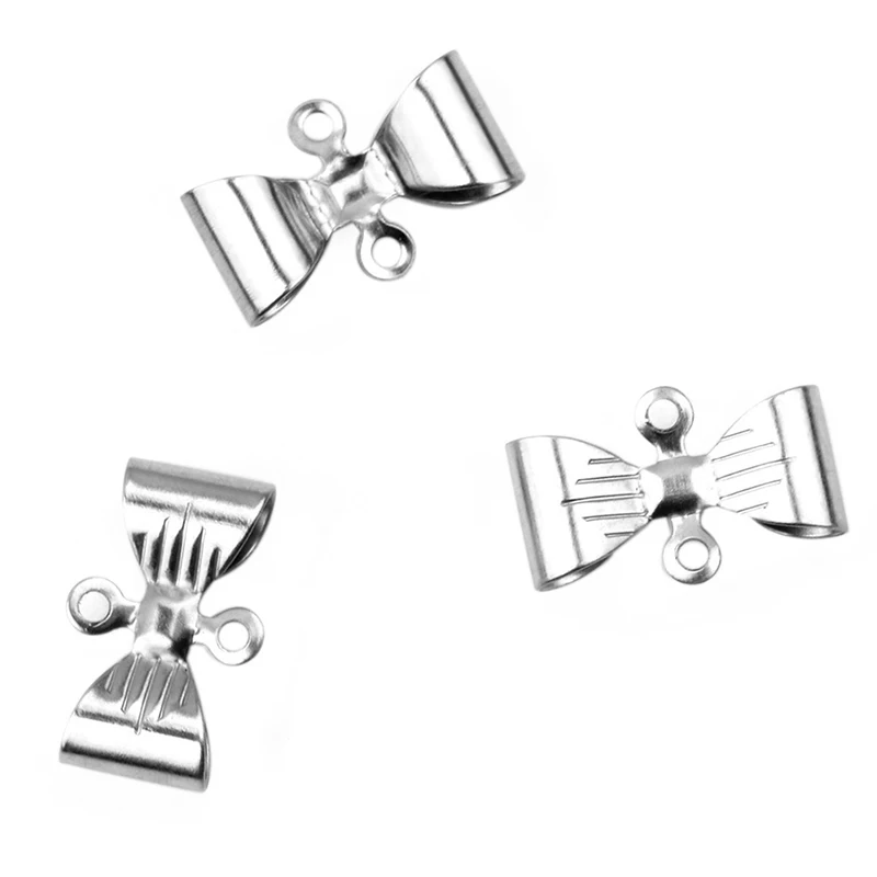 

80pcs New pure stainless steel 7.5 * 12MM bow double pendant jewelry accessories materials package