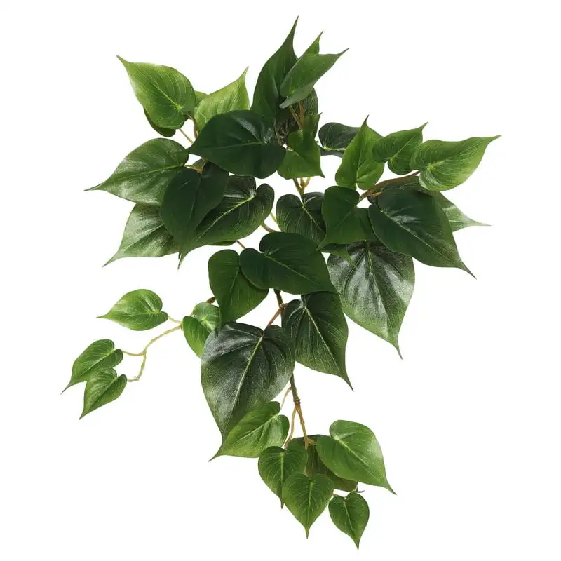 

Artificial Green Philodendron Hanging Bush 3 - Faux Indoor Plant Bush - For Home Or Office Decor - Maintenance Free