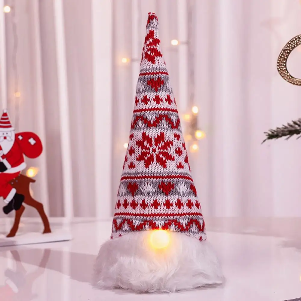 

Funny Christmas Faceless Doll Fully Filling Gnomes Plush Doll Knitted Hat Decorative LED Dwarf Doll Christmas Glowing Ornament