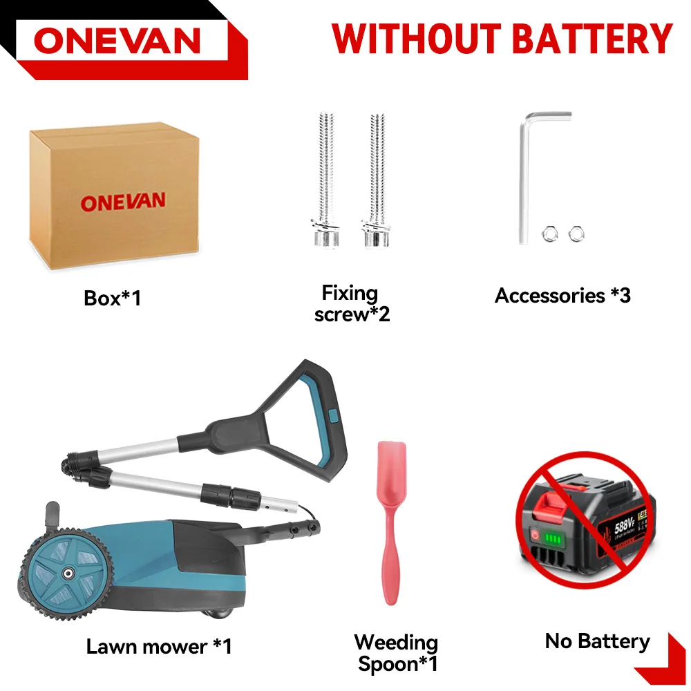 

ONEVAN Аккумуляторная газонокосилка 5000 Вт для Makita 18 В