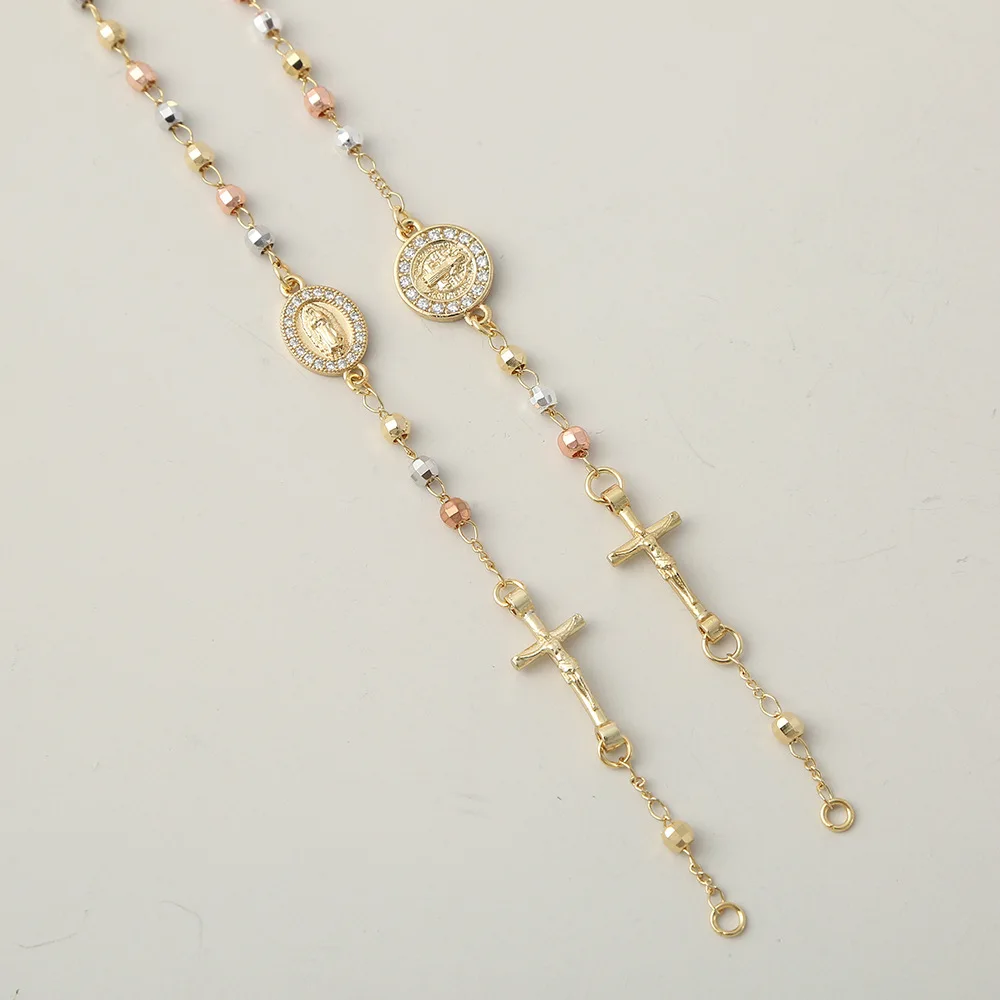 Новый религиозный медный Четки из бисера браслет с крестом для женщин кубический