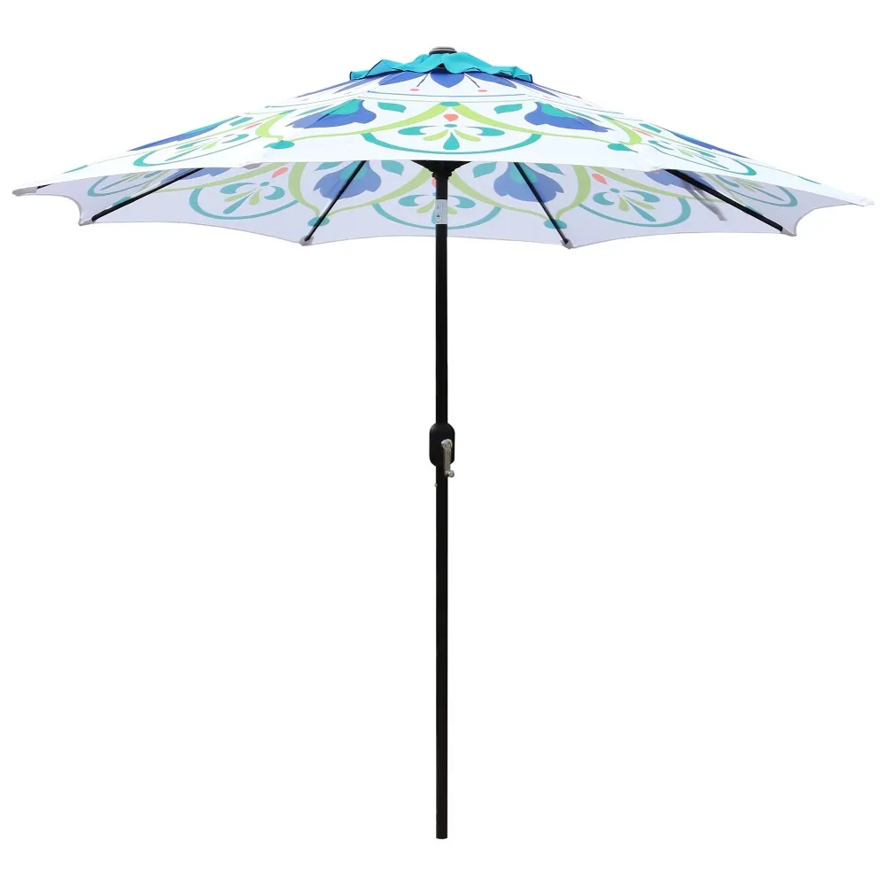 

Crank Ceramic Tile Printing Umbrella Crank Elevator Made Anti Fouling Anti Fading Polyester Metal Frame Fabric Canopy
