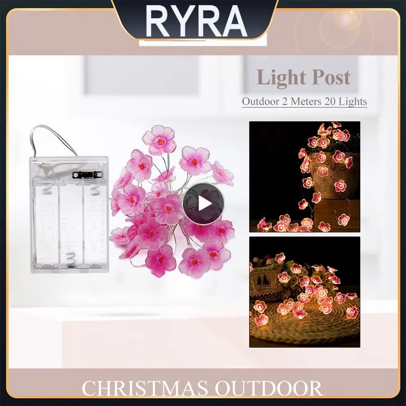 

2m LED String Lamp Peach Flower Copper Wire Fairy Lights Garlands Garden Outdoor Christmas Decor Party Decoration Light