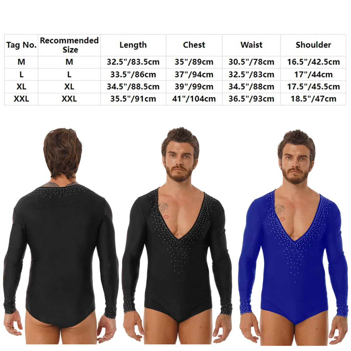 Mens Dance Shirt Long Sleeve Latin Unitard Bodysuit Clothes Competition One Piece Dancewear Ballroom Ballet Leotard |