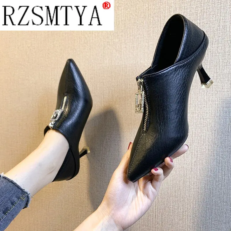 

Women's Shoes High Heel Women Boots Autumn 2020 New Pointed Female Stiletto Black Ladies Fashion Boots Leather Shoes