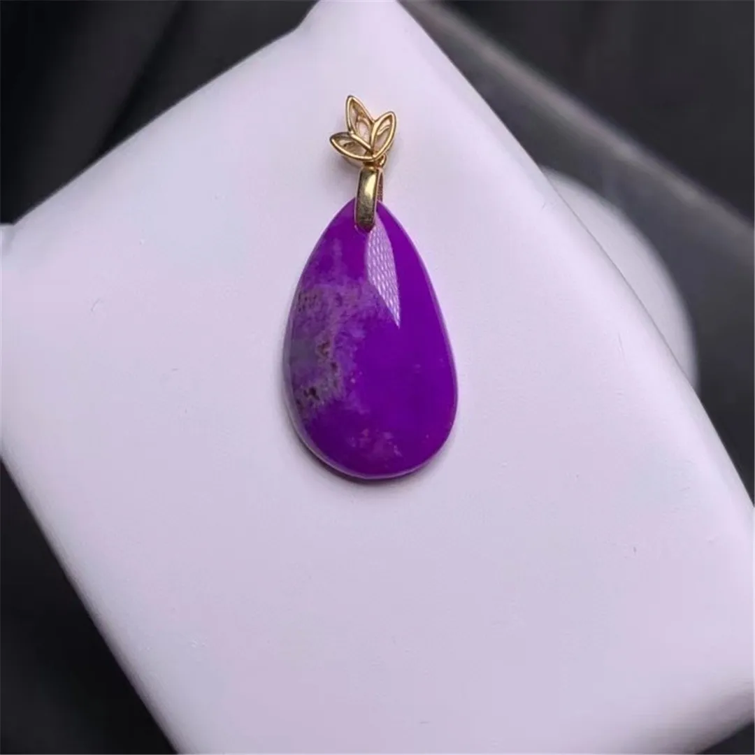 

Natural Purple Sugilite Crystal Pendant 18K Gold For Women Man Reiki Wealth Gift 19x12x4mm Beads Stone Gemstone Jewelry AAAAA