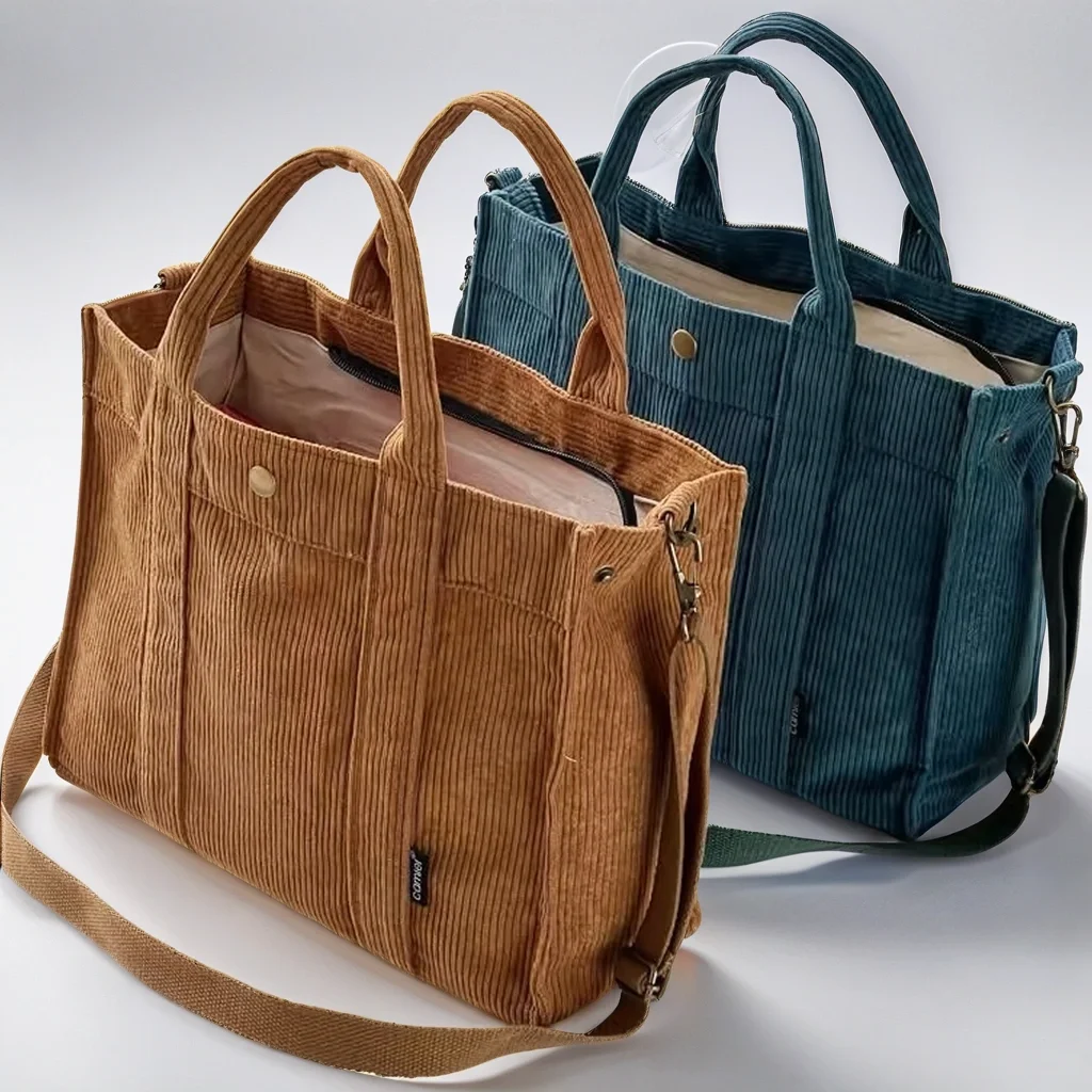 Минималистичная Вельветовая сумка с верхней ручкой-Вельветовая Сумка-тоут в