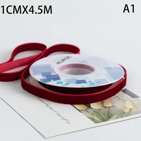 Винно-красные флокированные ленты из полиэстера 1/1,5/2/2,5/4/4,5 см