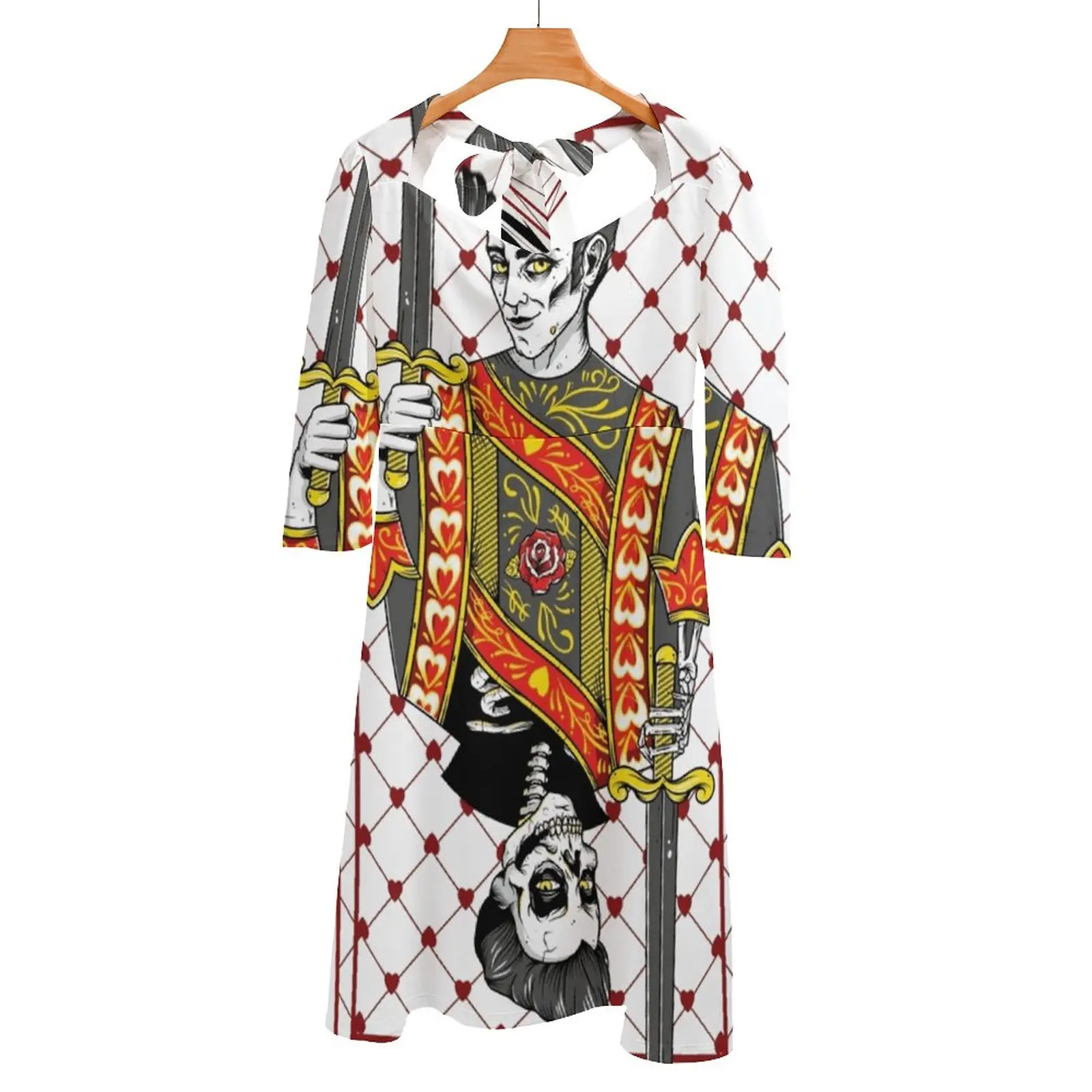 Женское платье с принтом Элегантное летнее квадратным вырезом и в виде черепа