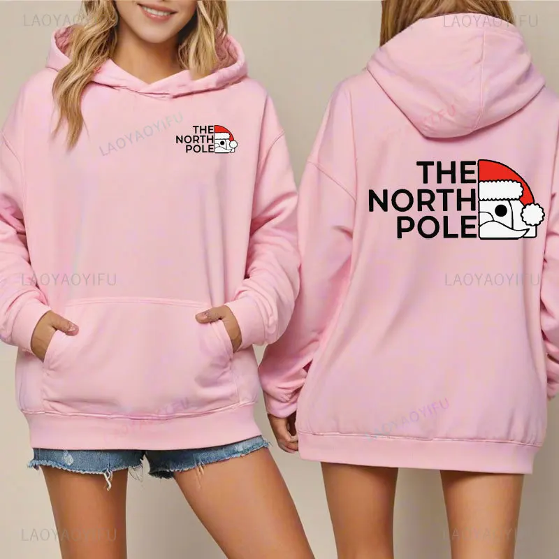 Забавная рождественская толстовка The NORTH POLE Санта-Клаус с лацканами