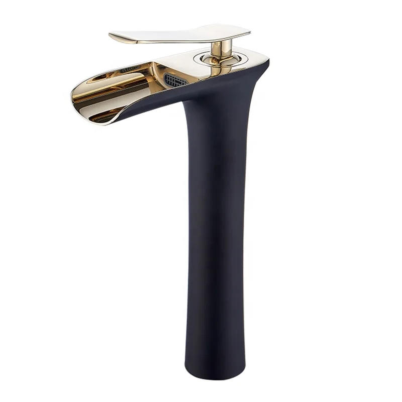 

Waterfall Mixer Above Counter Basin Wash Bath Tub Faucet Bathroom Taps One Hole Deck Mounted Copper Faucet