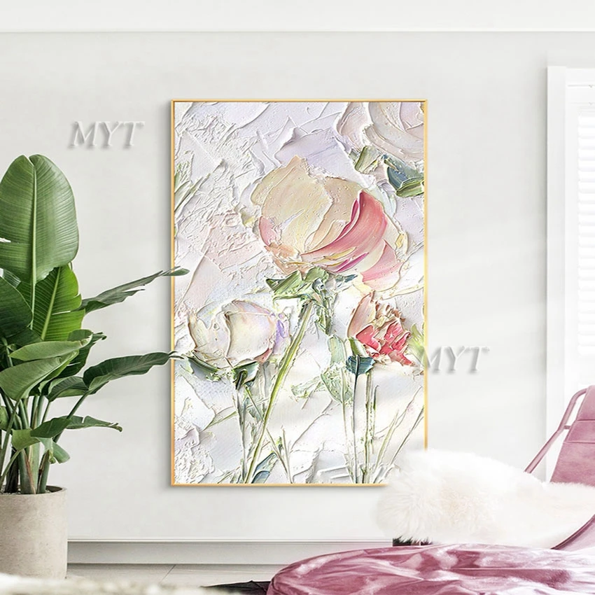 

White Knife Flower Beautiful Oil Painting Picture 100% Hand Painted Wall Decoration Canvas Art Pieces Acrylic Artwork