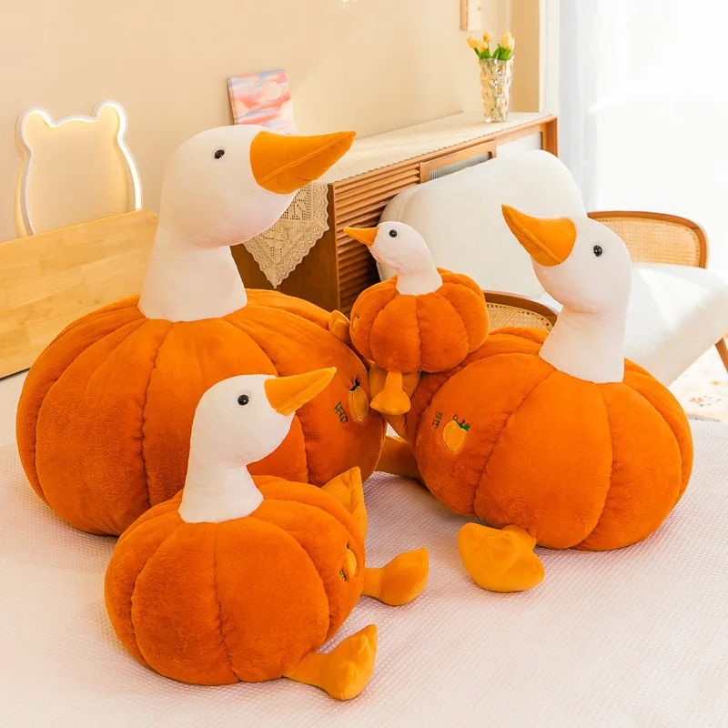 

Pumpkin Duck Plush Toy Cute Hugging Plush Pillow Goose Stuffed Animal for Halloween Christmas Birthday Parties Decorate and Gift
