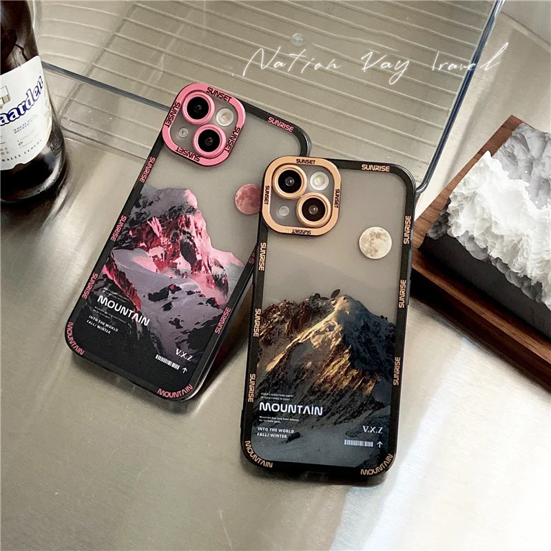 

Мягкий силиконовый чехол для телефона IPhone 14Promax 78plus XR Xsmax 12pro max 13mini sunshine Mountain линзы с тонким отверстием в полной упаковке