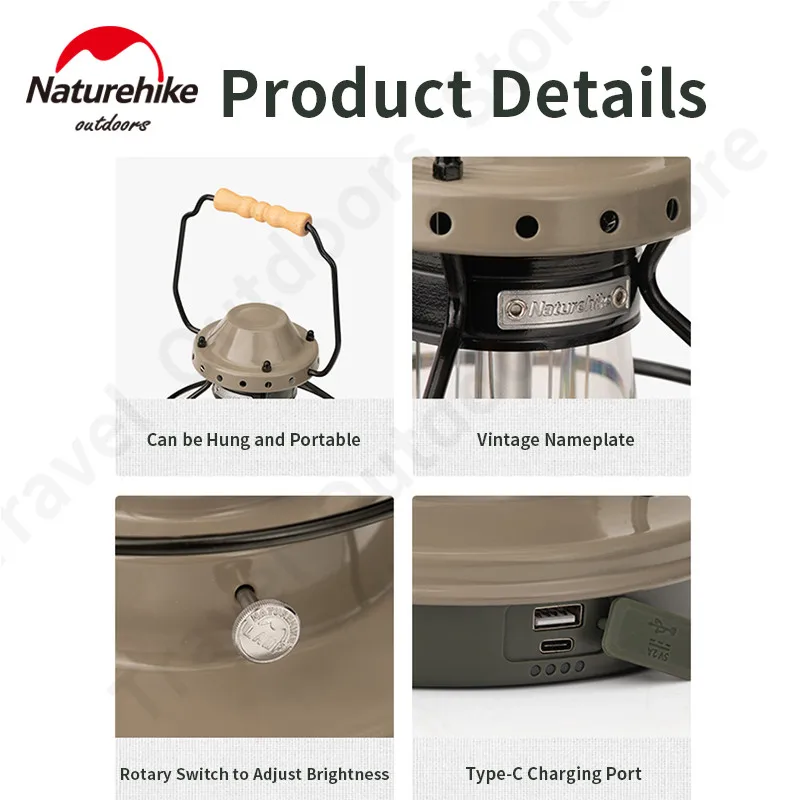 Naturehike уличная портативная лампа для кемпинга регулируемая светодиодная