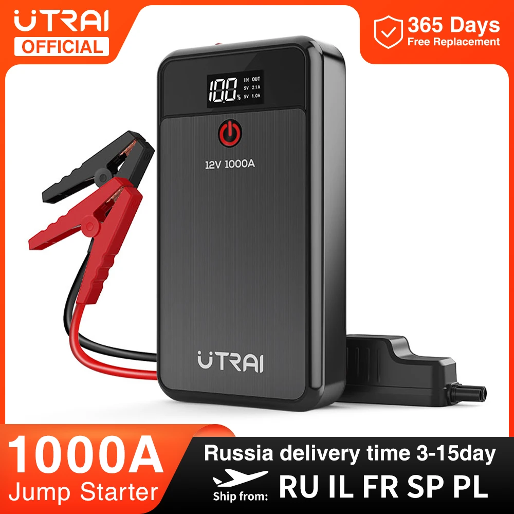 

UTRAI Car Jump Starter 1000A Battery Charger 8000mAh Emergency Power Bank Booster with LED Lighting Starting Device for 12V Cars