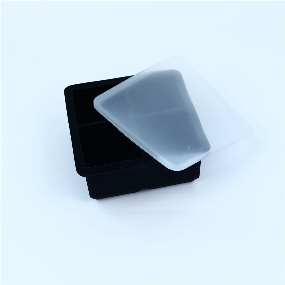 

4 сетки большой лед лоток формы гигантский Jumbo большой пищевой класс силиконовый кубик льда квадратный лоток формы DIY лед производитель кубик льда лоток с крышками