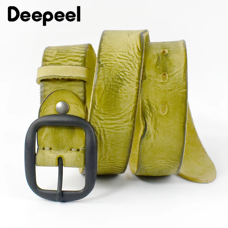 1Pc Deepeel 3.8*110-125cm Fashion Men's Cowhide Belt Genuine Leather Waistband Pin Buckle Girdle Male Pant Jeans Designer Belts