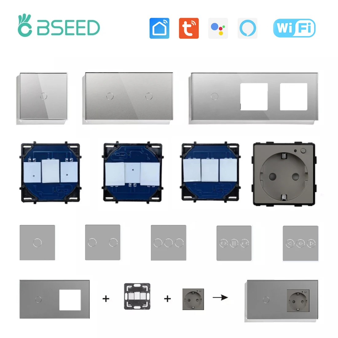 Фото Деталь сенсорного выключателя BSEED с Wi-Fi и стеклянной панелью №1