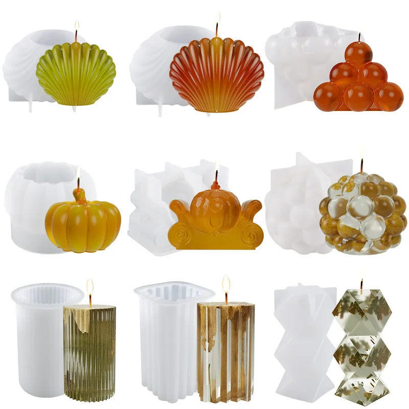 

DIY Handmade Candle Silicone Mold To Make Multiple Shapes of Resin Candle Silicone Mold for Shell Pumpkin Column
