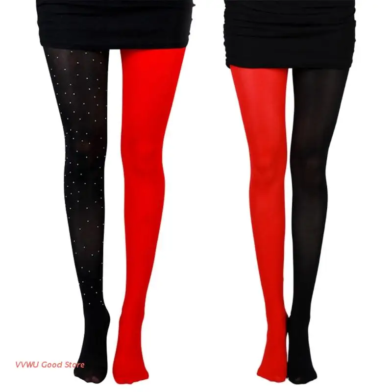 

Women Cosplay Costume Tights Leggings Nightclub Colorblock Pantyhose